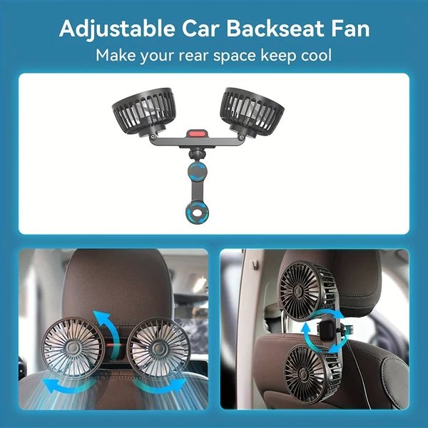 1 Stück Auto Lüfter, Auto Kleiner Klimaanlage, Doppelköpfiger Hecklüfter, Starker Wind, 360 Grad Drehung, Großes Luftvolumen, Subwoofer Betrieb, Basis Fixierclip Montagemethode, Geeignet Für Auto Zuhause Hover Image