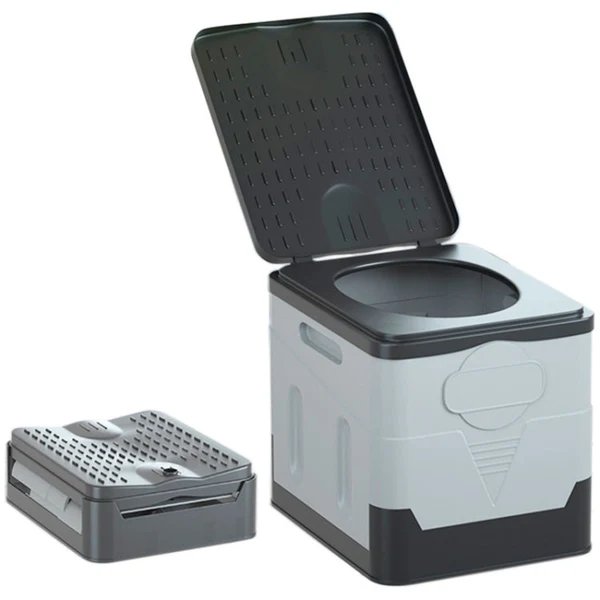 Auto Faltbare tragbare Toilette Outdoor Notfall Mobile Toilette (Dunkelgrau)