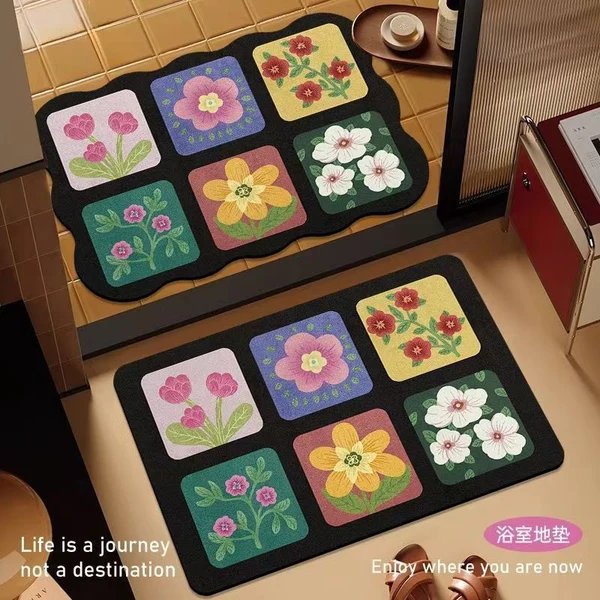Florales Patchwork-Badezimmermatte