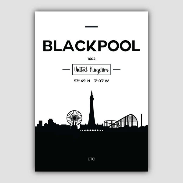 Blackpool Stadtsilhouette Stadtansicht Drucken Hover Image