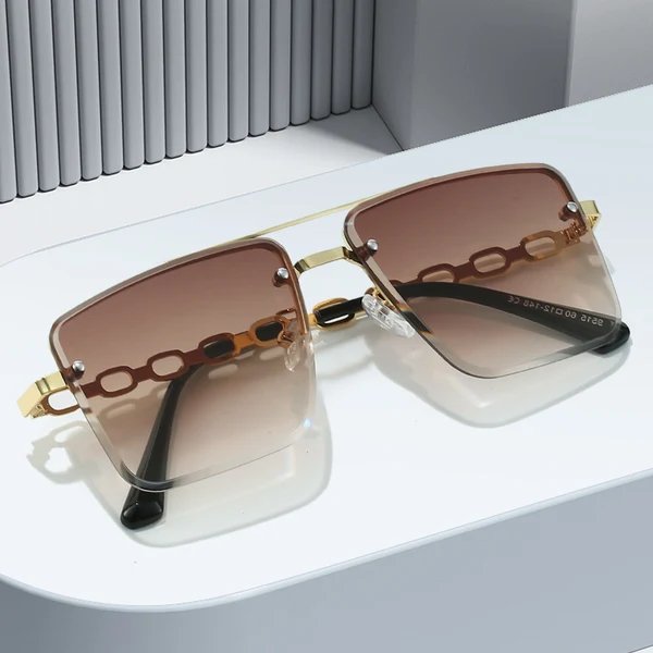 Damen Quadratische Sonnenbrille mit eleganter Kettenstruktur