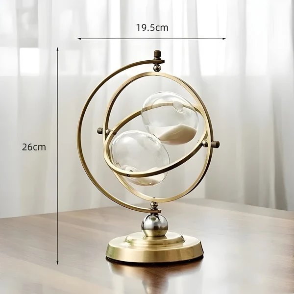 Sanduhr im Globus-Design – Vintage-Look, antiker Stil für Wohnzimmer oder Büro Hover Image