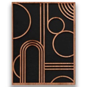 Abstrakte geometrische Holzwandkunst, 30 x 40 cm