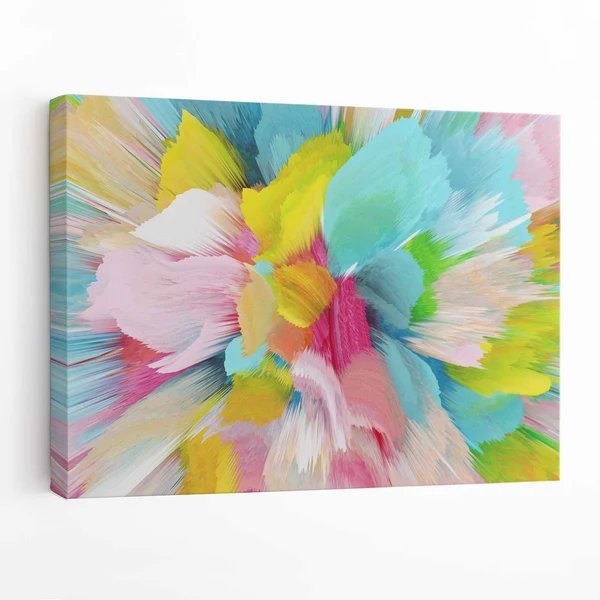 Abstrakter blau-rosa floraler Wandbild-Leinwanddruck