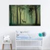 Verzaubertes grünes Tönung Silhouette Reh - Leinwand Wandkunst Malerei