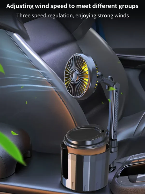2-in-1 Auto Becherhalter Ventilator mit einstellbarer Kühlung und USB-Ladung Hover Image