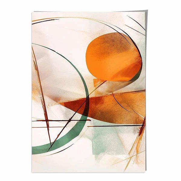 Abstrakte Formen Kunstdruck Grün und Orange Nr. 2
