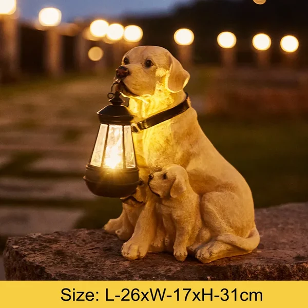 Solarbetriebene Outdoor-Harz-Hundestatue Lampe