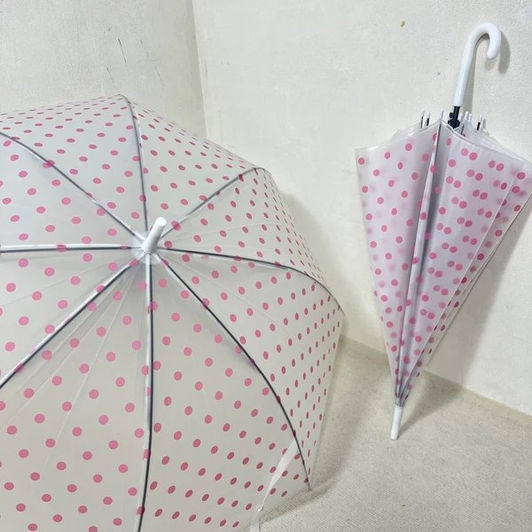 Damen transparenter Regenschirm mit Punkten Hover Image