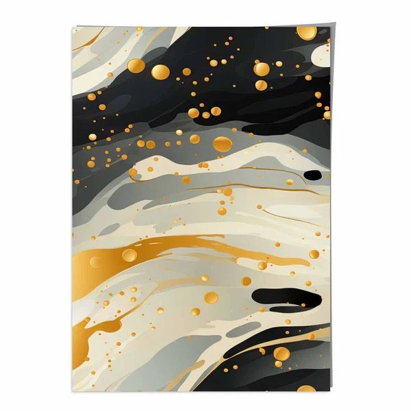 Abstrakter Flüssigkunstdruck Grau Beige und Gold Nr. 2