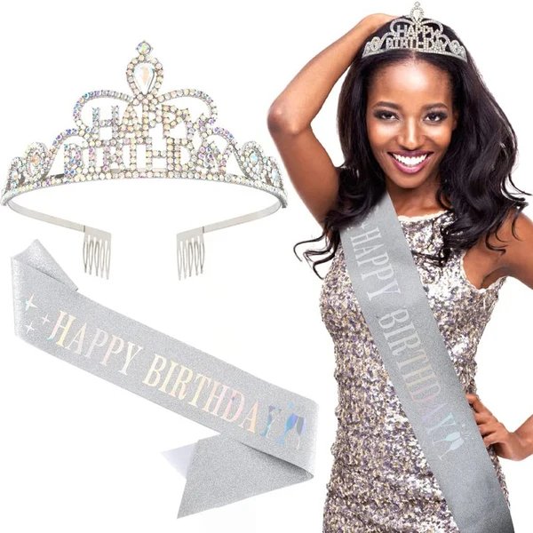 Damen Funkenkrone mit „Happy Birthday“ Schriftzug Hover Image