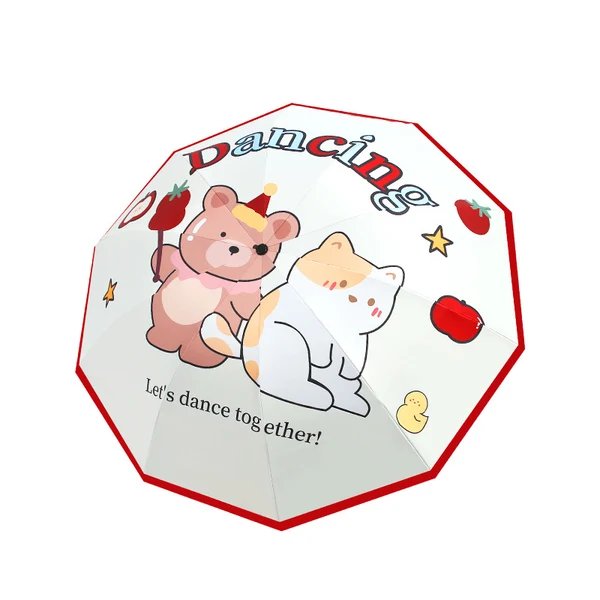Damen kreativer Falt-Regenschirm mit niedlichem Bärenmotiv Hover Image