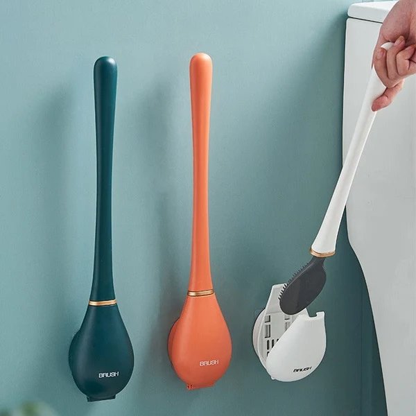 Hygienische Silikon-Toilettenbürste mit Wandhalterung und schnelltrocknendem Design