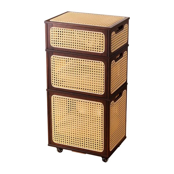Aufbewahrungshocker Mit Praktischen Rollen Und Stilvollem Rattan-Design
