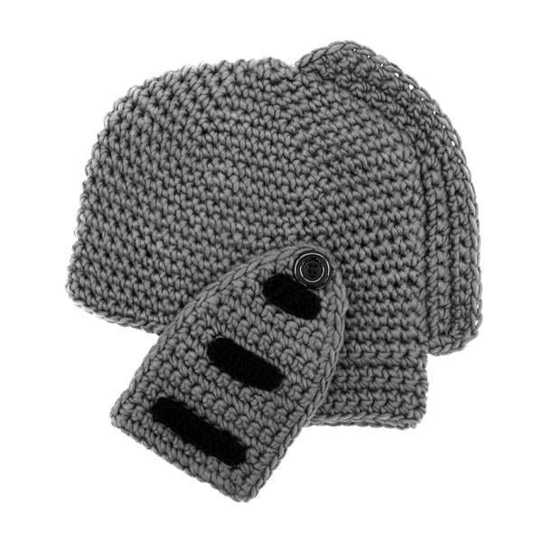 Handgemachte gestrickte Ritterhelm-Mütze