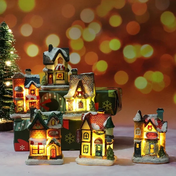 LED Weihnachtsdekoration mit Batterie – Beleuchtetes Dekohaus für festliche Atmosphäre Hover Image