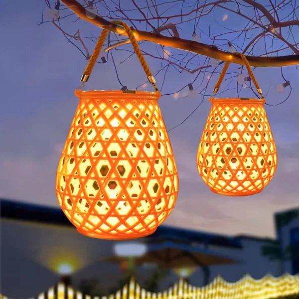 Traditionelles Chinesisches Solar-Wasserdicht Oval Rund Hollow Mesh ABS LED Außen Landschaftslicht Für Garten