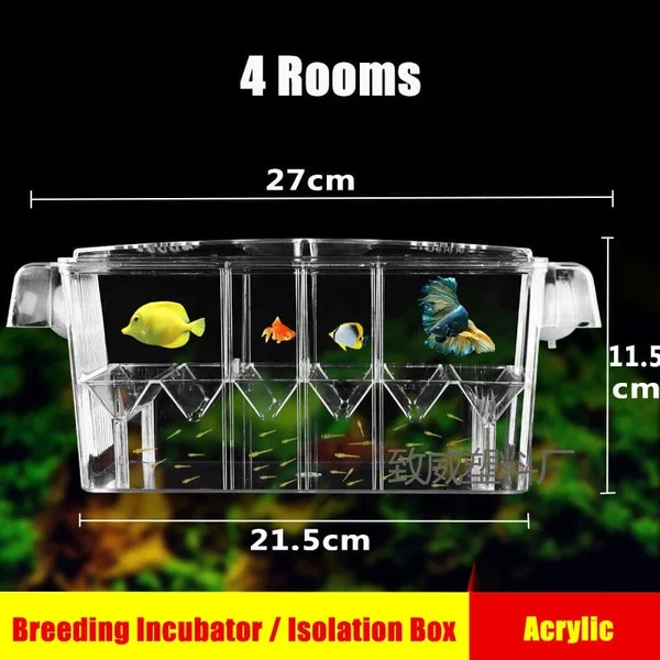 Aquarium Zucht Inkubator Isolationsbox Doppelter Layer 4 Räume Transparentes Acryl Selbstschwimmende Fischbrutkasten Fischtank Hover Image