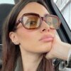 Damen moderne quadratische Sonnenbrille mit breitem Rahmen und elegantem Design