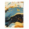 Abstraktes Gemälde, Fluid-Art-Druck, Blau, Orange und Beige Nr. 5