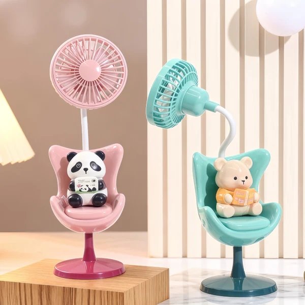 Damen USB Tischventilator mit verspieltem Bärenmotiv und flexibler Neigung
