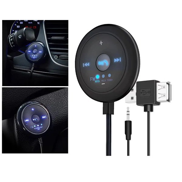 2-in-1 Bluetooth 5.0 Autoradio mit FM-Transmitter, AUX-Eingang, 500-mAh-Akku, 5-V-Eingang, kompatibel mit Smartphones und Tablets Hover Image