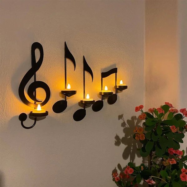 Schwarze Musiknote Wandleuchte
