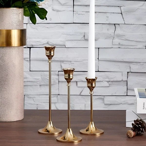 Gold Taper Kerzenhalter Set