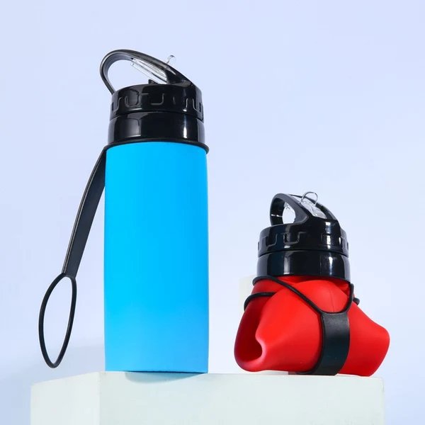 Damen Faltbare Sport-Trinkflasche mit integriertem Strohhalm