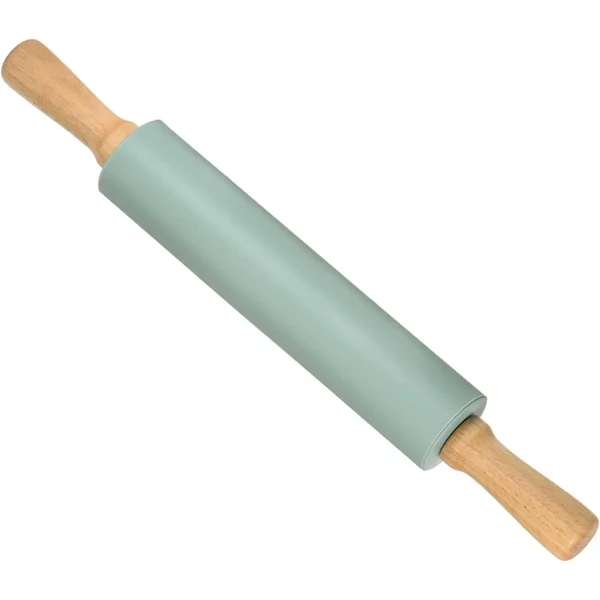 Antihaft-Silikon-Teigrolle mit Holzgriffen Hover Image