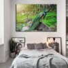 Würdevolle Sonnenlicht-Pfau - Leinwand Wandkunst Gemälde