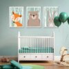 Waldtiere Kaninchen Fuchs Bär Kinderzimmer - Leinwandbild