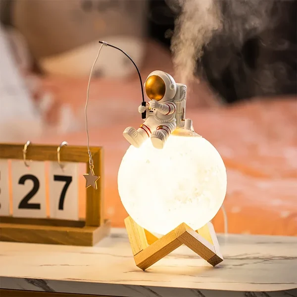 3D Astronaut Mond Lampe mit LED Nachtlicht, Dimmbare Touch-Steuerung und Dekoration für Kinderzimmer Hover Image