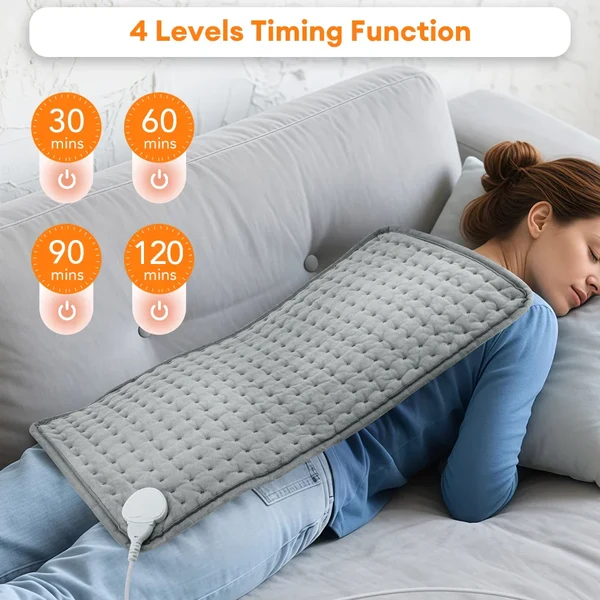 ThermaEase Elektrisches Heizkissen | 9 Temperaturstufen & 4 Timer-Modi | 30×60 cm | Waschbar & Schnelles Heizen | Für Rücken, Bauch & Beine