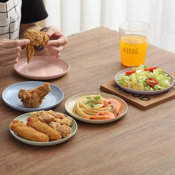 4 Stück Dinner-Teller Biologisch abbaubare Teller Obstschale Snackteller