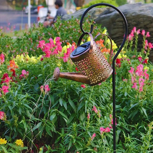Zeitgenössische kreative Solar Teekanne Eisen LED Außenbeleuchtung für den Garten Hover Image
