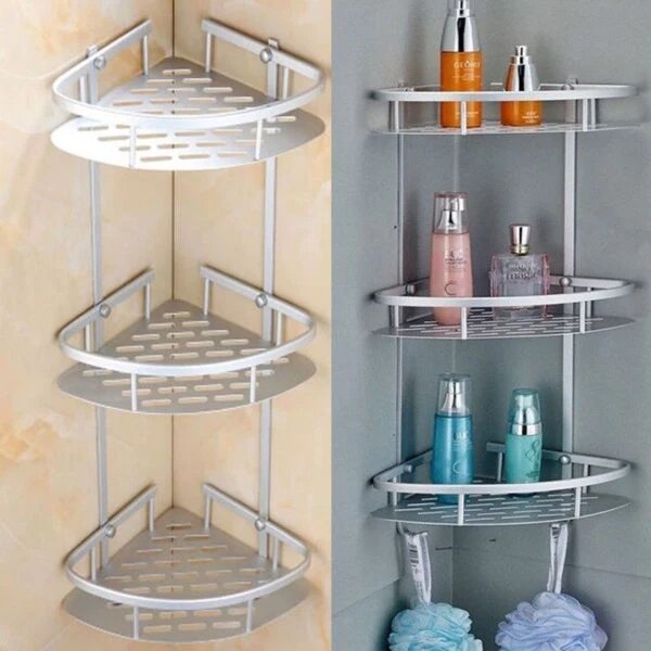 3-Tier Aluminium Badezimmer-Eckregal – Silber