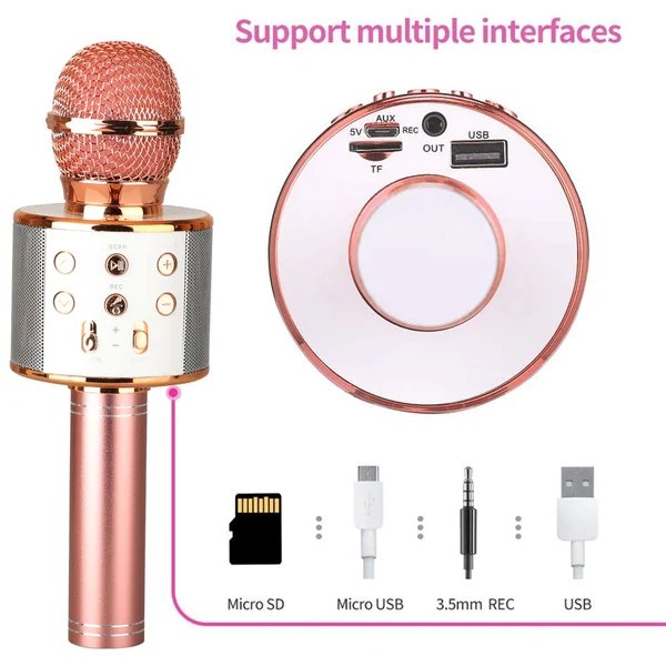 Wiederaufladbares kabelloses Bluetooth Karaoke-Mikrofon Hover Image