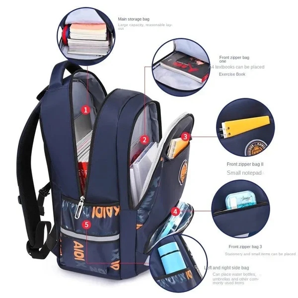 Schulrucksack für Jungen | Orthopädisch & Wasserdicht | Mehrere Farben Hover Image