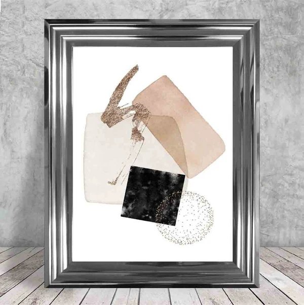 Abstrakter geometrischer Kunstdruck in Schwarz und Gold Nr. 3