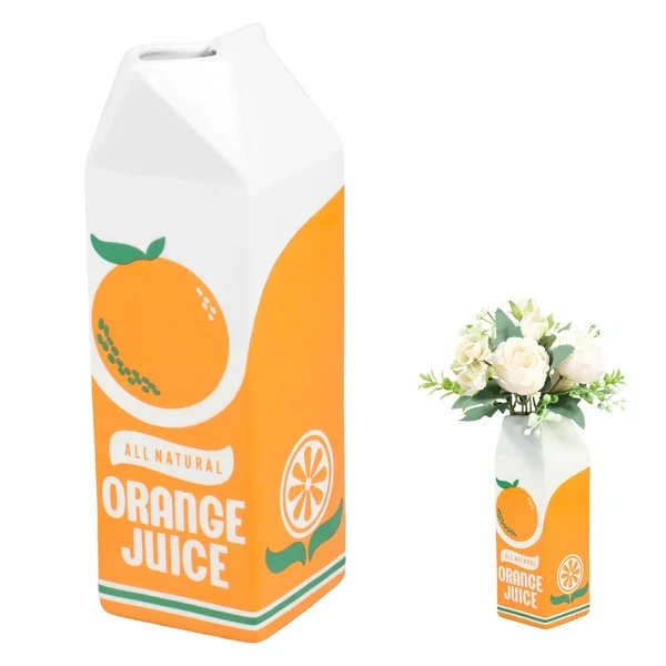 Vintage Orange Juice Keramikvase für Blumen und Dekor Hover Image