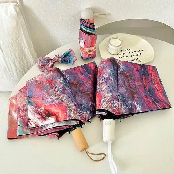 Damen Faltbarer Regenschirm mit kreativem Kunstdesign Hover Image