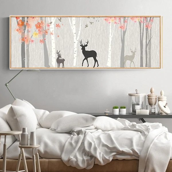 Waldlandschaft mit Hirschen - Leinwandbild