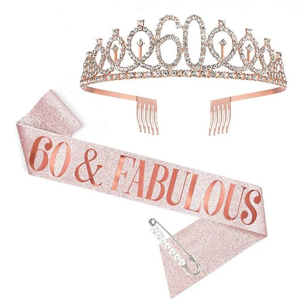 Damen Kristallgeburststags-Tiara und Schärpe-Set
