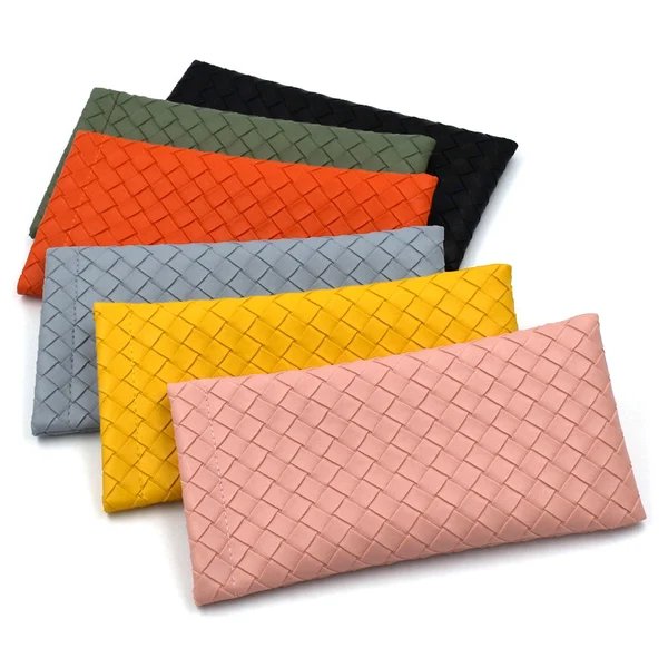 Woven Leather Clutch Wallet Hover Image