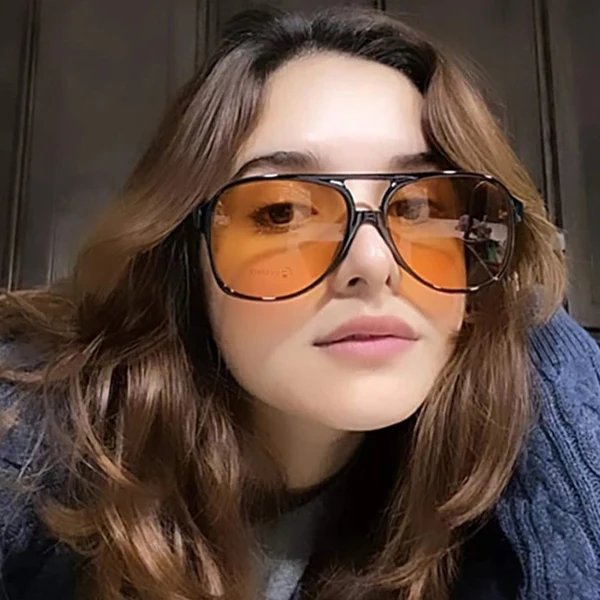 Damen modische Quader-Sonnenbrille mit breitem Rahmen