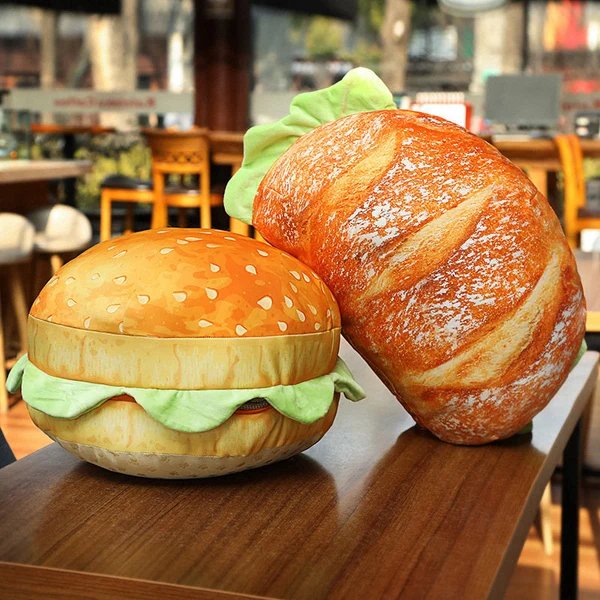 2in1 Bequemer Hamburger Kissen Sitzkissen Hover Image