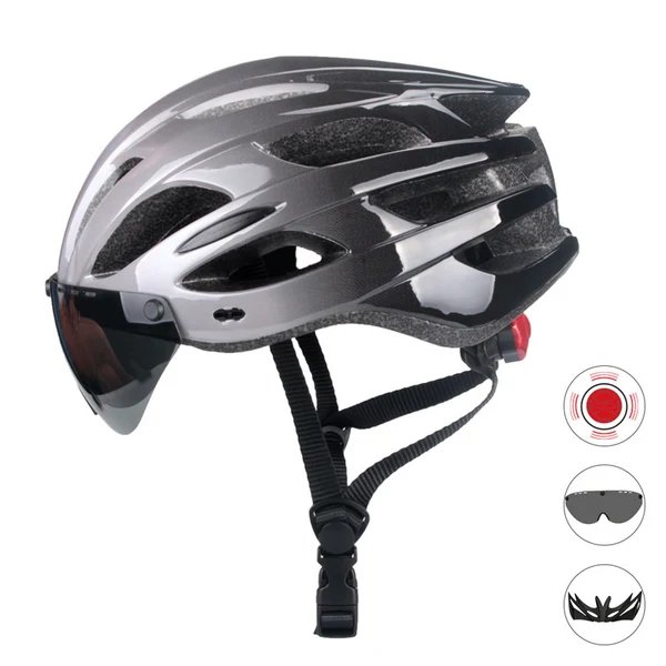 Aerodynamischer Fahrradhelm mit integriertem Visier