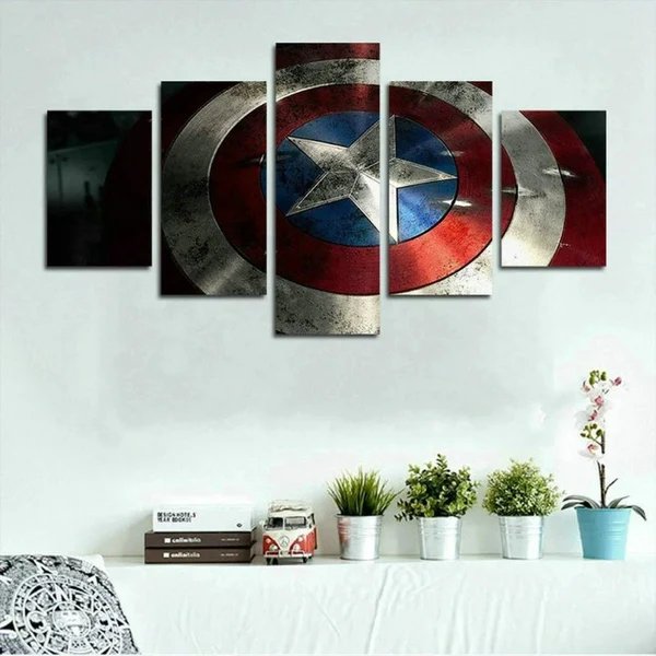 Set mit 5 Captain America Schild-Wandbildern