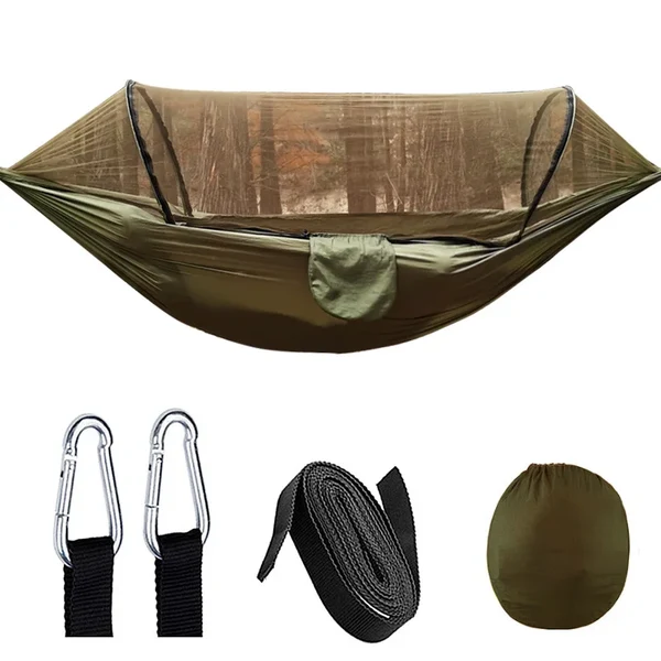 OutdoorRelax Hängematte mit Moskitonetz und Schnellverschluss – 200 kg Tragkraft Hover Image